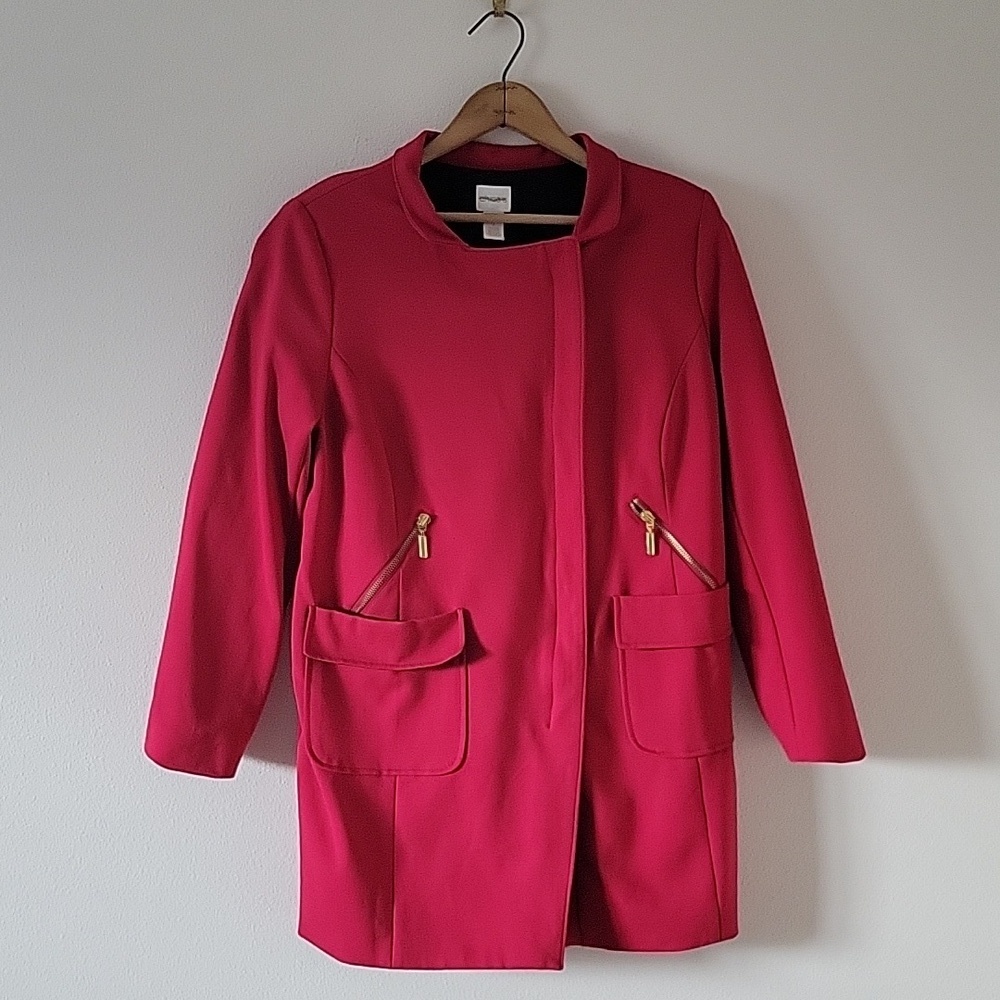 Chico's Red Sleek‎ Ponte Jacket Size Medium - Picture 7 of 12